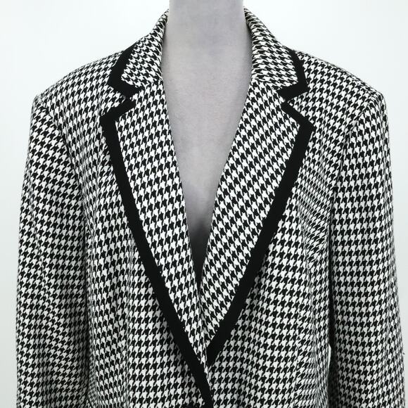 Kasper Jacket Plus Size 24W White Black Houndstooth Lined Blazer Pockets Career - Picture 15 of 15